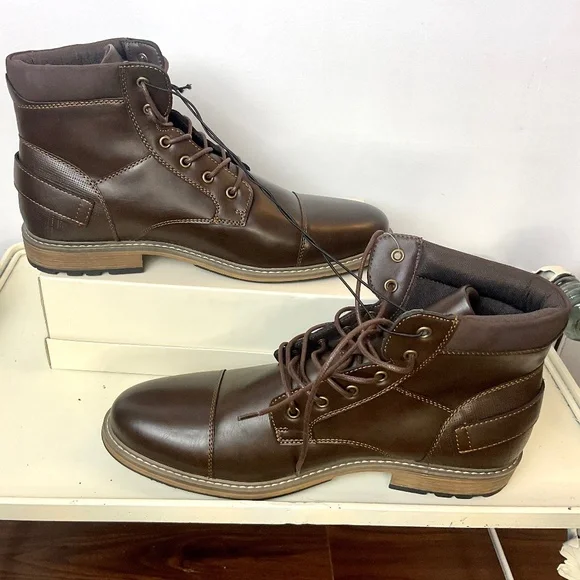 JF J. Ferrar Riverside Brown Comfort Moto Combat Ankle Lace-Up Boot Men's sz 13M - Picture 3 of 13